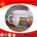 Sunboat adapté aux besoins du client logo Vintage impression émail tasse utilisation quotidienne vaisselle vaisselle